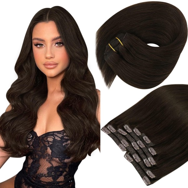 Sunny Clip in Hair Extensions Dark Brown Remy Hair Extensions