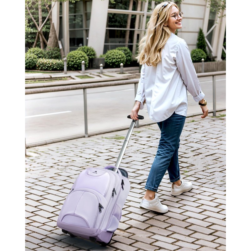 MATEIN Rolling Backpack for Women, 17 Inch Travel Laptop Backpacks