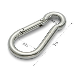sprookber Stainless Steel Carabiner Spring Snap Hook - 304 Stainless Steel Heavy Duty Clips, Set of 4 (2 Inch)