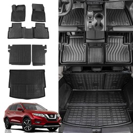 Rongtaod Floor Mats Compatible with 2021-2025 2026 Nissan Rogue Trunk Liner Cargo Mat Cargo Liner Back Seat Cover Protector 2024 Nissan Rogue Accessories (Floor Mats+Backrest Mats+Trunk Mat)