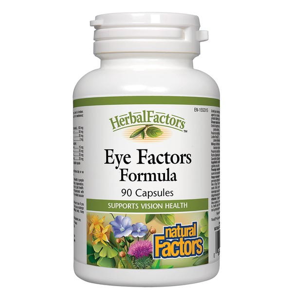 Natural Factors - HerbalFactors Eye Factors with 2mg Lutein, Supports Healthy Eye Function, 90 Capsules