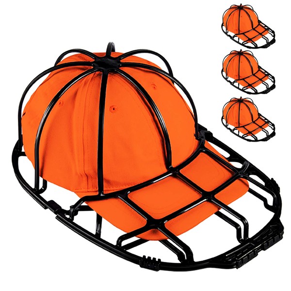 Der Rose 3 Pack Cap Washer Baseball Hat Cleaner Cage Holder Frame for Washing Machine (Black 3pcs)