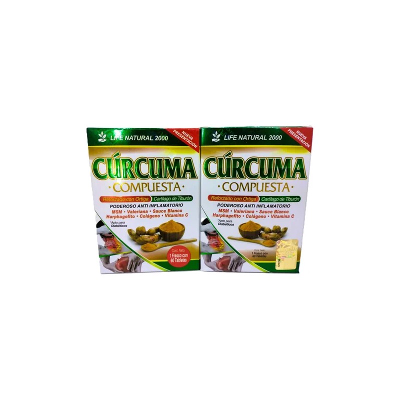 Cúrcuma Compuesta, Colageno, Life Natural, 2pack 120tabletas