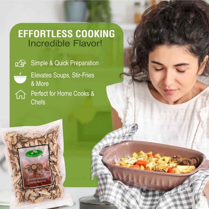 Mushroom House Dried Shiitake Mushroom Slices, 1 Pound