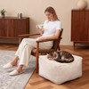 Kinevoli Square Corduroy Pouf Ottoman, Soft Fluffy Foot Stool with