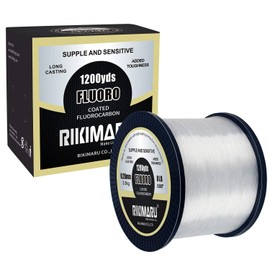 RIKIMARU Fluoro Fishing Line, 100% Fluorocarbon Coated Fishing Line (Clear, 20LB/0.40mm/1200Yds)
