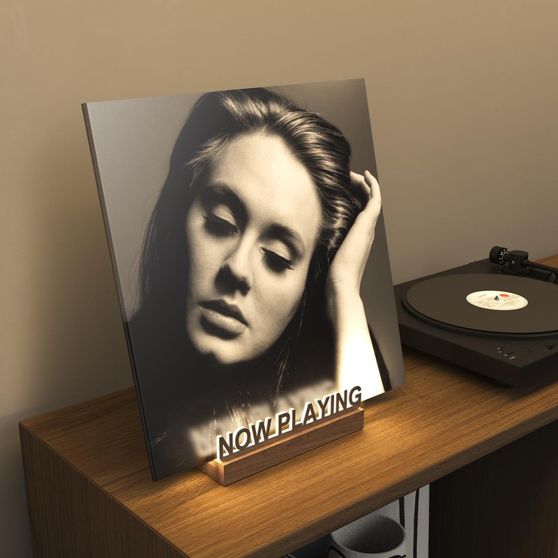 KORRTFID Now Playing Vinyl Record Stand, Light Up Vinyl Record