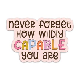 (3PCs) Never Forget How Wildly Capable You are Sticker Inspirational Quote Sticker Motivational Positive Affirmation Waterproof Vinyl Stickers for Laptop Water Bottle Gifts for Adults Kids 3x2 Inches