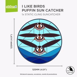I Like Birds Static Cling Window Stickers for Glass - Puffin Suncatcher Small Stained Glass Window Stickers