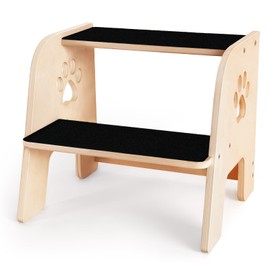 Dog Stairs, Wooden 2-Step Dog Ramp for Small Medium Older Cat, Puppy Essentials Pet Step Ladder for High Bed Couch Car