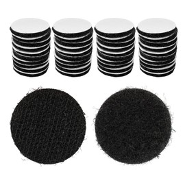 Runseaway 40 Pairs 1 Inch Round Hook and Loop Dots, Double Sided Self Adhesive Tape, Black Nylon Sticky Fasteners for Home, Office, Wall Decor, Carpet Gripper, DIY Projects