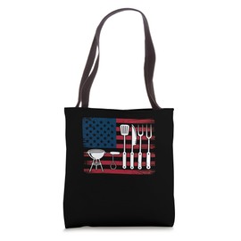 Patriotic Grilling BBQ Utensil US Flag Pitmaster Barbecuing Tote Bag