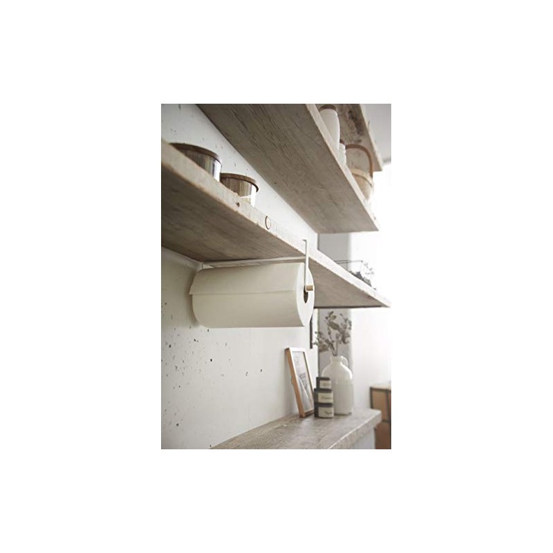 Yamazaki Zaki Paper Towel Roll Holder, Steel, White