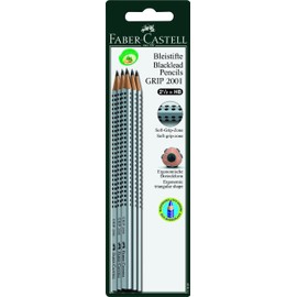 Faber-Castell 117697 - 6 pencils GRIP 2001, hardness: HB, barrel color: silver