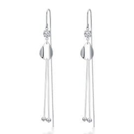925 Sterling Silver Cubic Zirconia Dangle Earrings Threader Earrings Tassel Long Chain Earrings Thread Dangling Earrings for Women