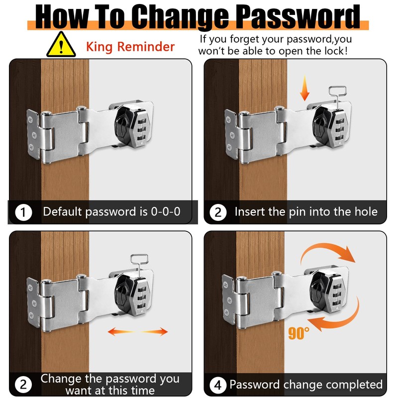 1PC Password Hasp Locks, 90-180 Degree Cabinet Password Locks Fold