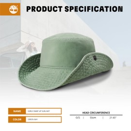 Timberland Snap Up Kids Sun Hat for Girls Ages 7-14, Packable, Lightweight and Breathable Fabric, Perfect for Sun Protection, Green Bay (Light Green), One Size