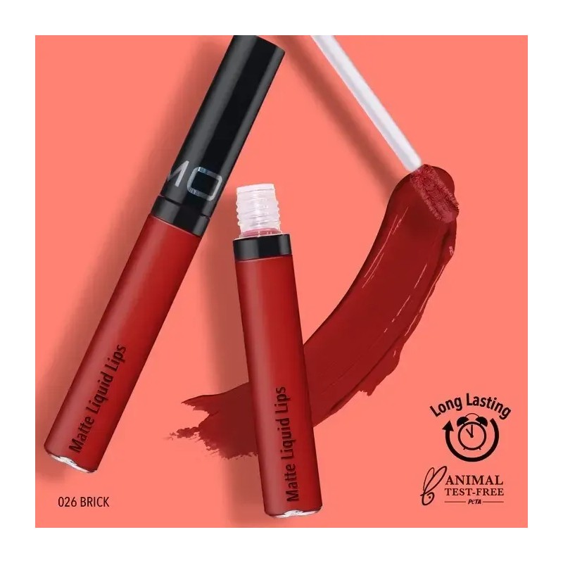 Labial Líquido Matte Moira Cosmetics Tono 26 Brick Larga Duración