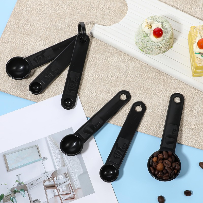 5Pcs Black Measuring Spoons Universal Easy to Read Measuring Cup