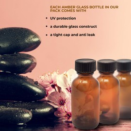 Onisavings Amber Glass Bottles 1 oz (30 ml) Pack Of 12 Empty Refillable Bottles With Black Cap - Leakproof Essential Oils Bottle for Storage and Travel Bottles for Liquids