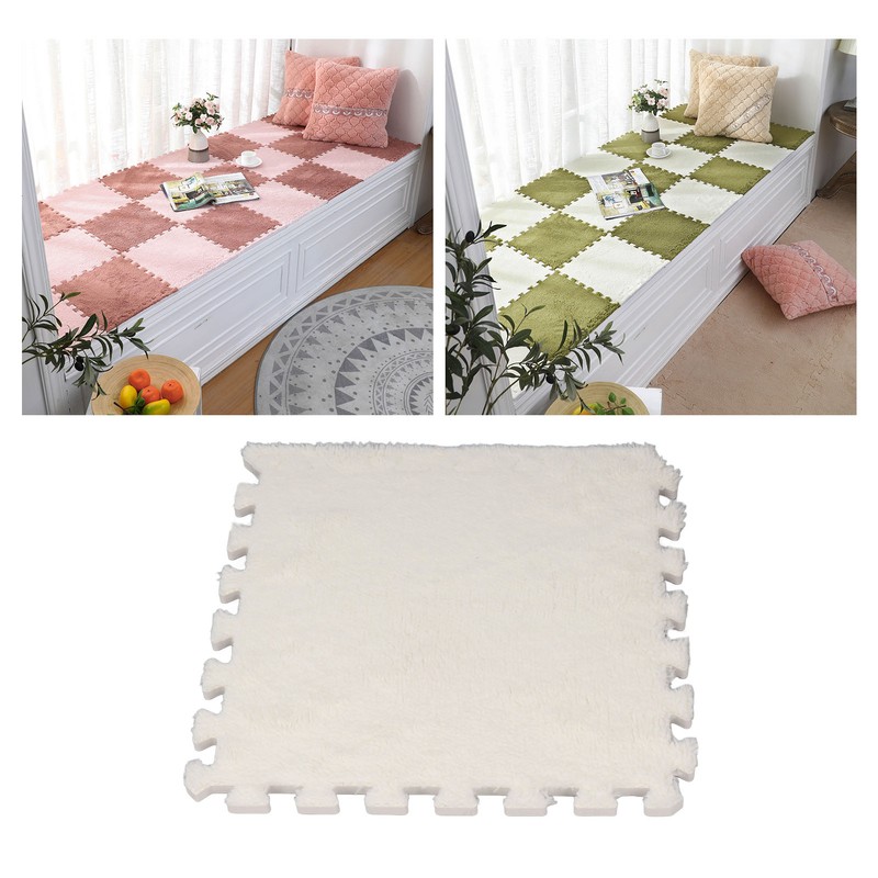10pcs Plush Foam Floor Mat Thickened Cuttable Interlocking Carpet Tiles