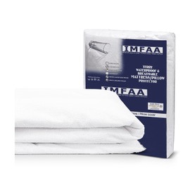 IMFAA 100% Waterproof Mattress Protector-Extra Deep 40 Cm Stretch Skirt–Super King(182x200) Cm Terry Towel Mattress Topper–Anti Allergy and Breathable Fitted Mattress Cover. (Super King(182x200+40)Cm)