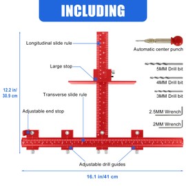 Cabinet Hardware Jig,Aluminum Alloy Cabinet Door Handle Jig for Handles and Pulls,Adjustable Drill Guide Cabinet Handle Template Tool of Door Drawer Front Knobs Handles and Pulls