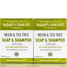 Organic Natural Shampoo & Soap Bar, Neem & Tee Trea 2X Pack, Chagrin Valley Soap & Salve
