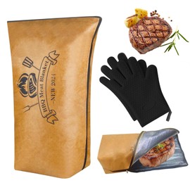 BBQ Blanket for Resting Meat - 21in Insulated Smoker Bag Wide Mouth for Large Brisket/Turkey/Pork, Leak-Proof & Portable - Reusable Smoker Grilling Accessories and Grilling Gloves