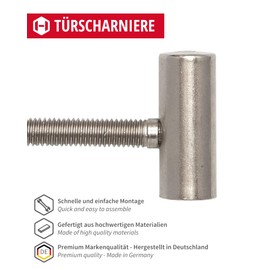 Gedotec Hinges – Renovation Hinges Door Hinges Nickel-Plated Steel | Pack of 2 Door Hinges for Screwing On - Drilling | Made in Germany | Door Hinges for Wooden Doors and Wooden Door Poles | Drilling