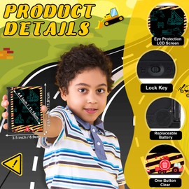 Nezyo 12 Pack Construction Party Favors Mini LCD Writing Tablet for Kids 4.4 Inch Doodle Board Drawing Tablet Erasable Reusable Electronic Drawing Pads for Construction Party Decor Birthday Supplies