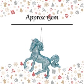 VFM e-Store - Christmas Tree Decoration Hanging Unicorn Ornament X 1 Stocking Filler Xmas Present Celebration Festive Winter Ornaments - 13cm Ice Blue