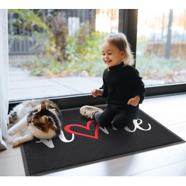 EARTHALL Door Mat Outside Inside Home Doormat, 36"x24",Durable Floor Mat Non Slip Mat Ultra Absorb Mud Easy Clean Front Doormat for Garage, Entryway, Patio, High Traffic Areas, Black