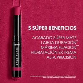 CYZONE - Labial en Barra Supermate Lips Studio Look Color Cherry Wine 2g, de Larga Duración, Hidratación Extrema por 24 Horas, Máxima Fijación y...   