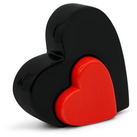 FeinKnick Stylish Double Hearts for Decoration - Modern Decorative Ceramic Heart 13 cm Large in Black & Red as a Set - Double Heart Sculpture Good as a Gift