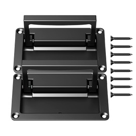 Black Zinc Alloy Recessed Door Pull Handle 2 Pack Recessed Flush Pull Handle for Drawer Access Door Space Door Toolbox,4.35 x 2.72 inch