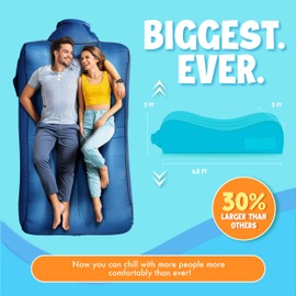 Chillbo LazyBone Inflatable Couch – Quick-Inflation Flapper System, Fun Prints, No-Pump Setup, Ripstop Polyester, Portable Air Lounger for Beach, Camping, Festivals, & Hiking