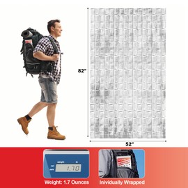 Rasupro 9-Pack Emergency Blanket, Outdoor Survival Gear & Emergency Thermal Blanket, Emergency Mylar Thermal Blankets, Space Blanket Perfect for Outdoors, Hiking, Marathons, Camping Survival