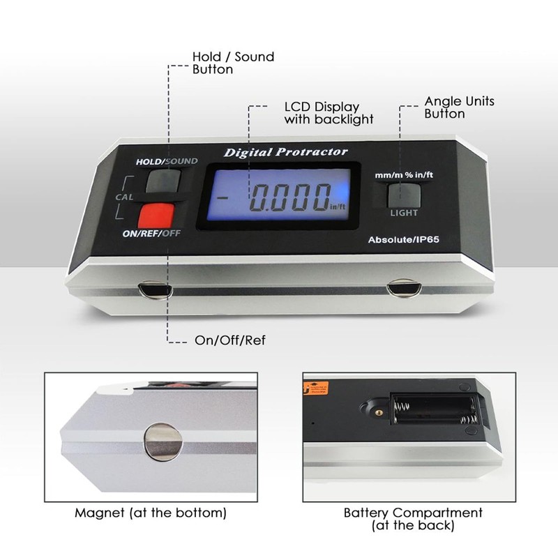 Digital Angle Finder Magnetic Protractor Inclinometer Angle Level Meter Tool