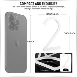 VONDERSO 3 Inch Self-Adhesive Mailbox Numbers and Letters for Outside, Thick Foam Adhesive for Strong Adhesion, Aluminum Alloy with Crystal Powder Coating, Stain-Resistant, Rustproof (White Number 2)