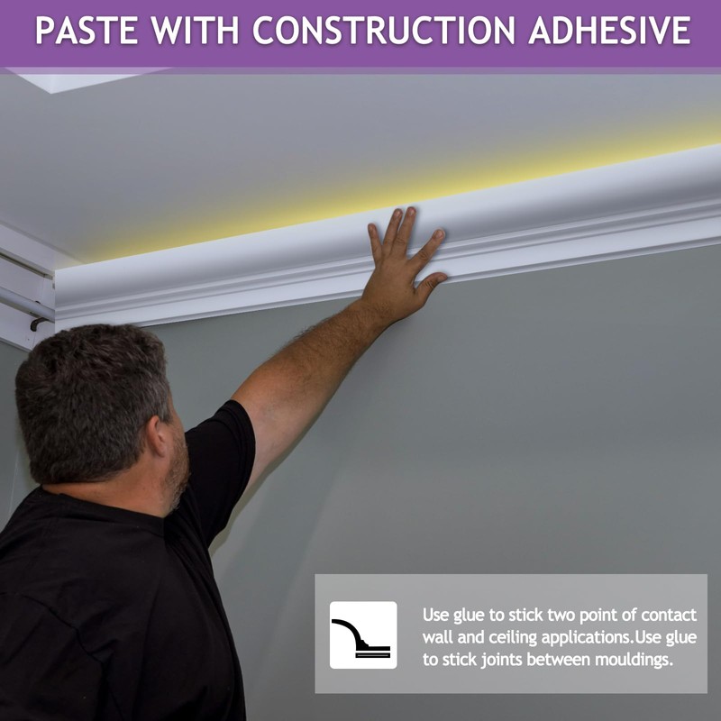 Pushglossy 8 Pcs 47.24″(Total 31.5 Ft) Ceiling Crown Molding with