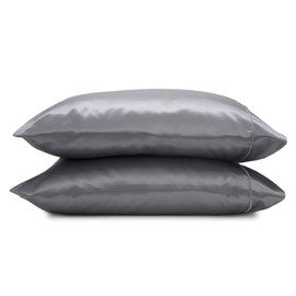 Martex Satin Silk King Pillow cases - Silk Pillowcover Set Of 2 - Bed Pillow Cover 20""x40"" - Hotel Quality - Super Soft & Breathable - Silver Satin Pillowcases For Hair And Skin (King, Silver)