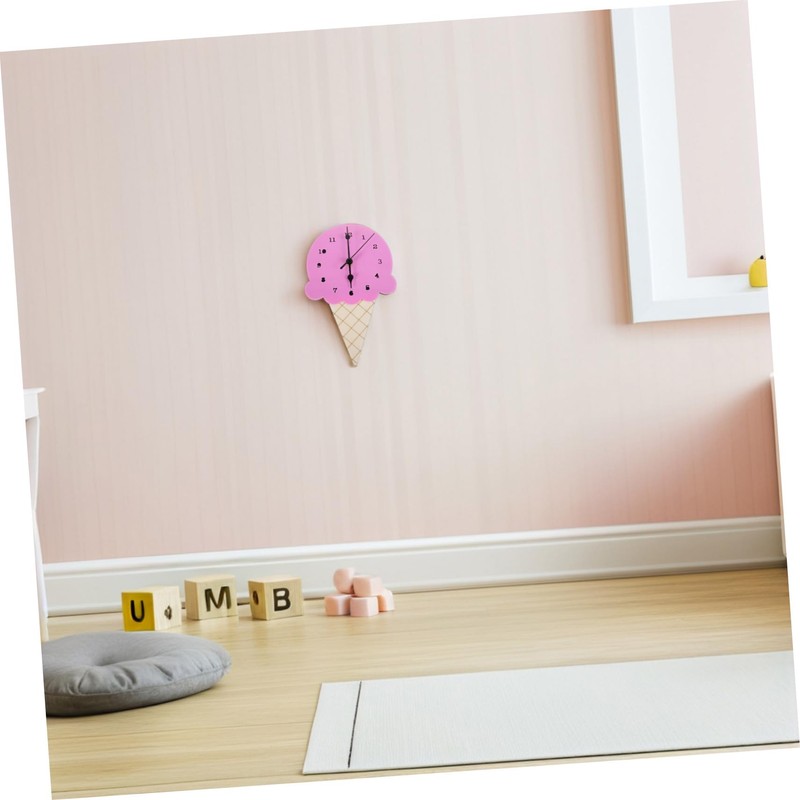 Sosoport Ice Cream Shaped Wall Clock for Kids Decorative Wall