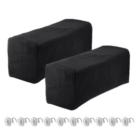 sourcing map 2 Pieces Stretch Armrest Covers for Chairs/Sofas, Couch Armrest Covers with Swivel Pin, Furniture Protector Covers for Sofa Armchair Black