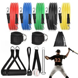 Hikeen Resistance Bands for Baseball, Baseball Resistance Trainer Kits with Interchangeable Grips to Build Pitching Arm Strength Baseball Training Aid for Baseball Players Baseball Pitching Trainer