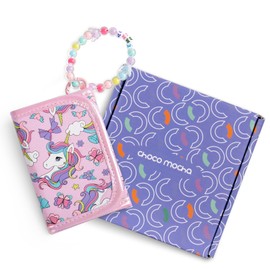 Choco Mocha Kids Wallets for Girls with DIY Bracelet Kit, Girls Wallets for Kids 4-10, Toddler Wallets for Girls with Lanyard Gift Box, Little Girls Wallets Ages 7-10, Gift for Girls, Unicorn