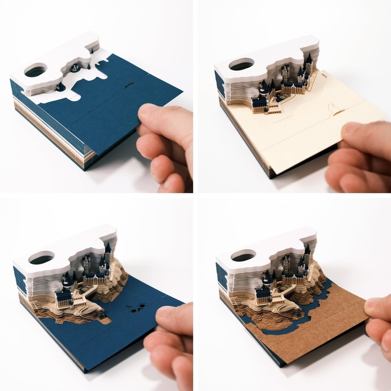 MEICHI 3D Notepad, Non-Glued, 3D Castle Model Paper Art with