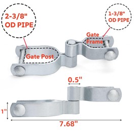 Acshio 4 Set of Chain Link Fence Gate Post Hinge, 2-3/8" x 1-3/8" Galvanized Steel Heavy Duty Gate Hinges, Female Male Fence Frame Hinges for Repairing and Replacing Fence Gate, Bolts Nuts Included