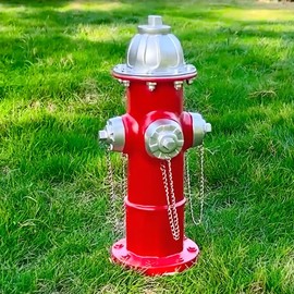 Chambtalie Dog Fire Hydrant Pee Post Statue with 4 Stakes, Fake Fire Hydrant for Dogs to Pee On Puppy Pee Post Training Tool Yard Garden Indoor Lawn Ornament Outdoor Statue (14.5 * 5.3 inch)