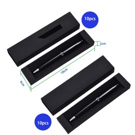 QINGZY 10 Stifte Verpackung Box, 18x4x2cm Geschenkbox Schwarz, Geschenke Box, Rechteckige Kartonetui für Kugelschreiber, Bürobedarf, Schmuck, Hochzeit, Geburtstag, Souvenir (Ohne Fenster, Kein Stift)